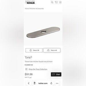 Kohler Kitchen Faucet Faceplate Escutcheon